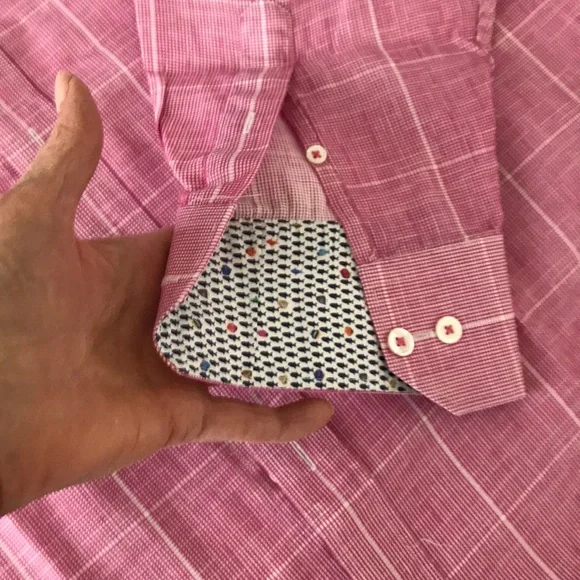 Bugatchi Mens Red White Dress Shirt - Picture 5 of 7